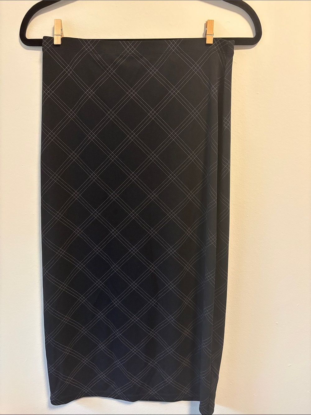 Express Black Plaid Midi Skirt